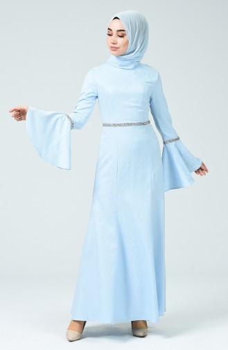 Baby Blue Hijab Evening Dress 60081-03