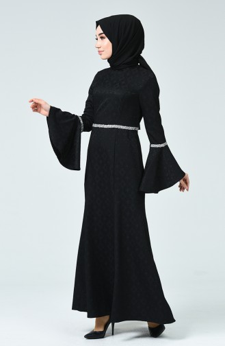 فساتين سهرة بتصميم اسلامي أسود 60081-04