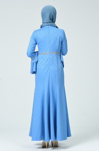 Robe de Soirée Avec Pierre 60081-06 Bleu 60081-06