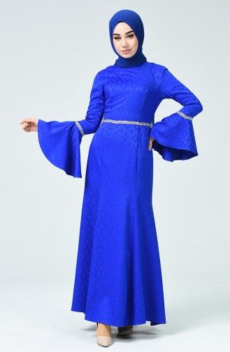 Saxe Hijab Evening Dress 60081-07