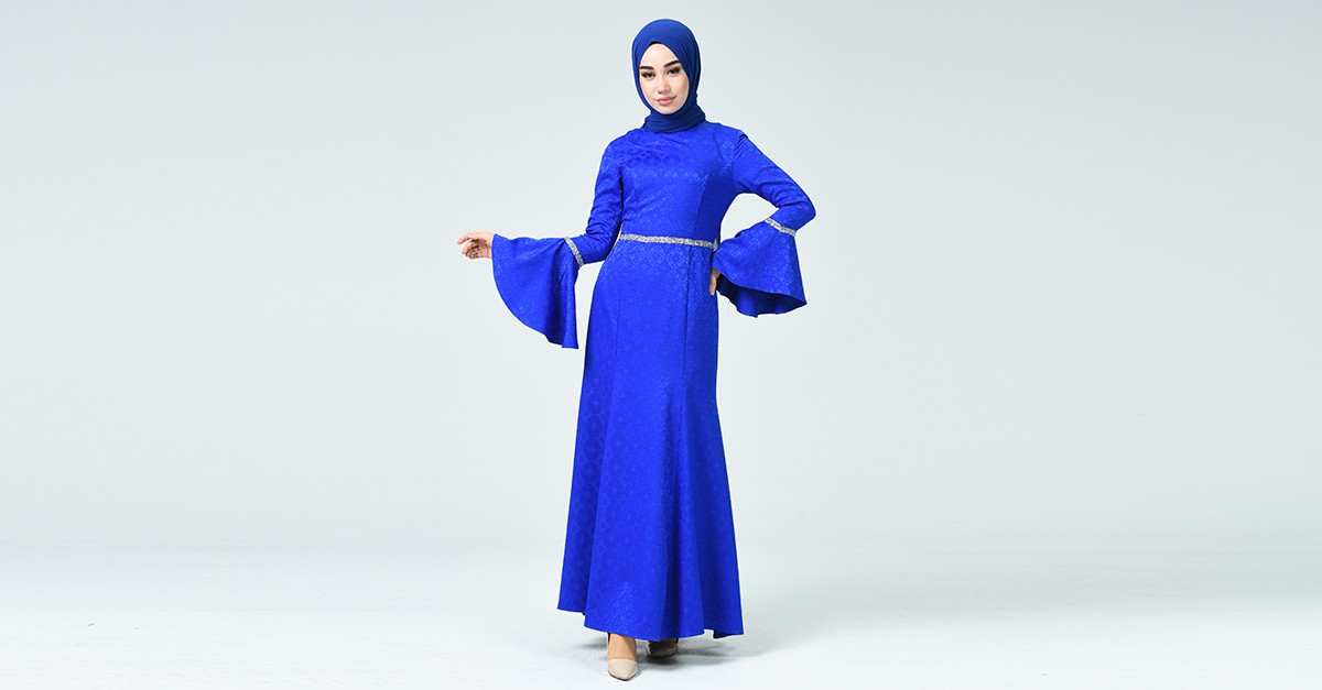 Robe de Soirée Avec Pierre 60081-07 Bleu Roi 60081-07 | Sefamerve