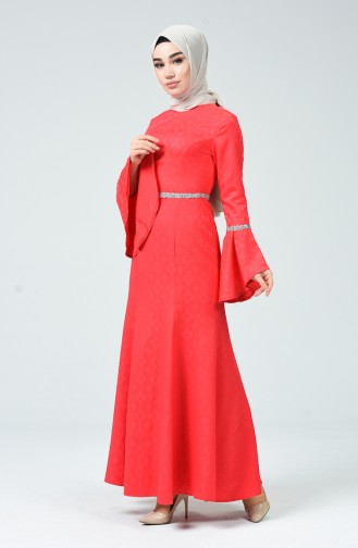 Vermilion Hijab Evening Dress 60081-08
