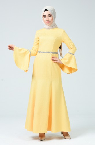 Yellow Hijab Evening Dress 60081-09