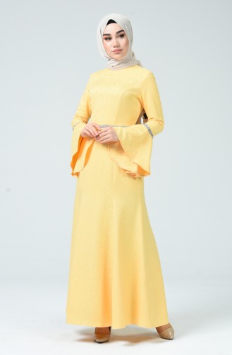Yellow Hijab Evening Dress 60081-09