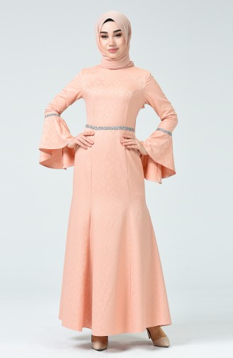 Powder Hijab Evening Dress 60081-12