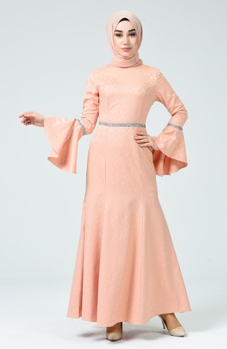 Powder Hijab Evening Dress 60081-12