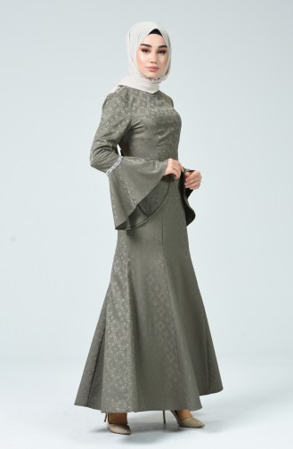 Khaki Hijab Evening Dress 60081-14