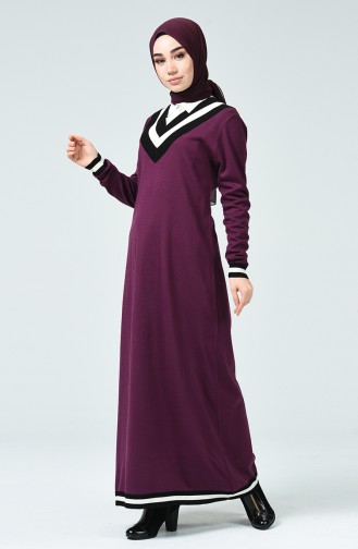 Plum Hijab Dress 8022-03