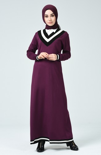 Plum Hijab Dress 8022-03