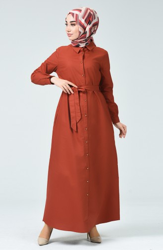 Brick Red Hijab Dress 60080-02