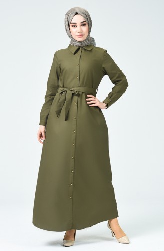 Khaki Hijab Kleider 60080-03
