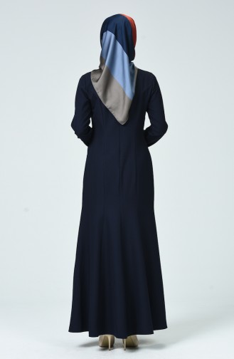 Navy Blue Hijab Dress 60086-01