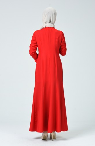 Fırfırlı Elbise 60086-04 Kırmızı