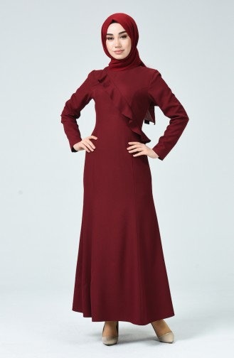 Weinrot Hijab Kleider 60086-05