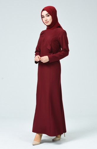 Claret Red Hijab Dress 60086-05