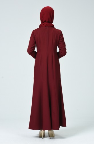 Claret Red Hijab Dress 60086-05