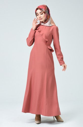 Beige-Rose Hijab Kleider 60086-07