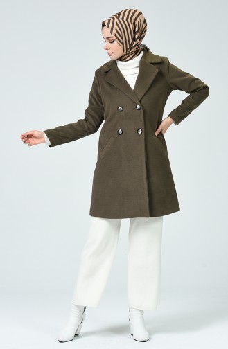 Geknöpfter Fleece Mantel 0276-02 Dunkel Nerz 0276-02
