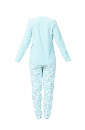 Bayan Uzun Kol Pijama Takımı 804189-A Açık Mavi