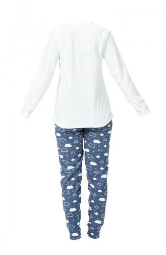 Bayan Uzun Kol Pijama Takımı 804196-B Beyaz