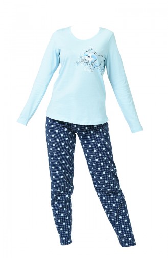 Ensemble Pyjama à Manches Longues Pour Femme 905114-B Bleu 905114-B