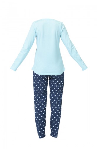 Bayan Uzun Kollu Pijama Takımı 905114-B Mavi