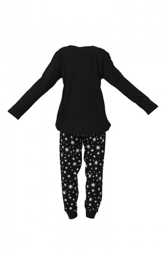 Büyük Beden Uzun Kollu Pijama Takımı 906012-A Siyah