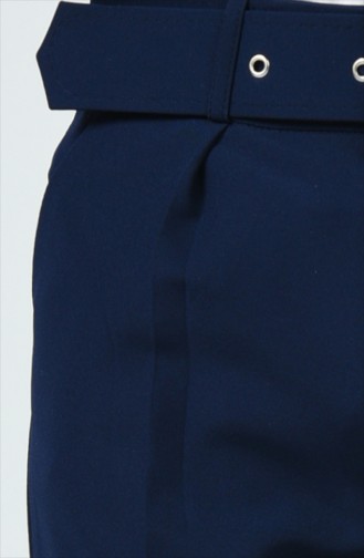 Pantalon Avec Ceinture 0007-01 Bleu Marine 0007-01