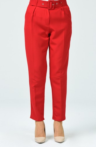 Pantalon Avec Ceinture 0007-02 Rouge 0007-02