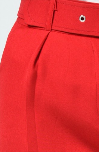 Belted Straight Leg Pants 0007-02 Red 0007-02