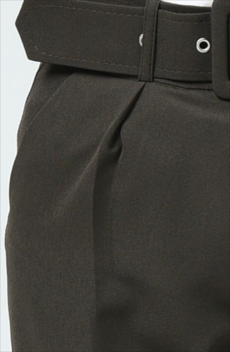 Belted Straight Leg Pants 0007-04 Khaki 0007-04