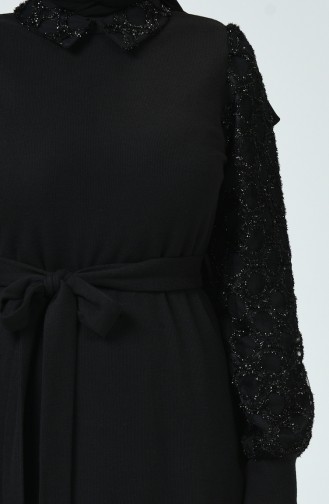 Robe à Détail Manches 81760-01 Noir 81760-01