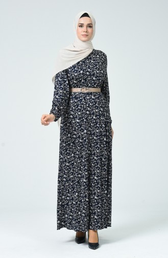 Navy Blue Hijab Dress 0041-01