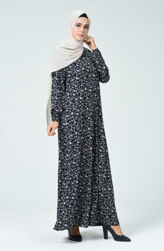Navy Blue Hijab Dress 0041-01