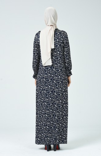 Navy Blue Hijab Dress 0041-01