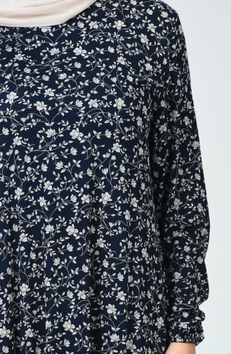 Navy Blue Hijab Dress 0041-01