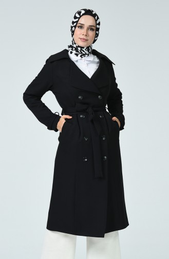 Trench Coat à Ceinture 3013-01 Noir 3013-01