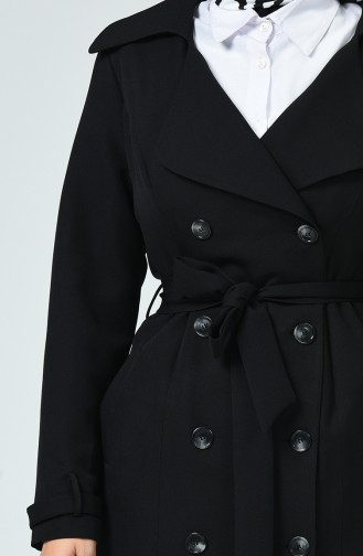 Trench Coat à Ceinture 3013-01 Noir 3013-01