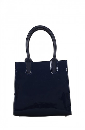 Santa Polo 07107 Sac à Main et Bandoulière Cuir Verni Bleu Marine 6007107209929
