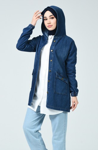 Jeans Jacke mit Kapuze 6074-01 Dunkelblau 6074-01