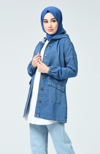 Jeans Jacke mit Kapuze 6074-02 Jeans Blau 6074-02