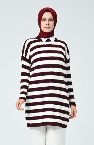 Tricot Striped Sweater Bordeaux 0014-02