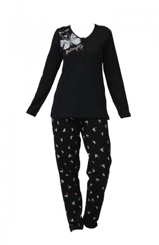 Ensemble Pyjama à Manches Longues Pour Femme 905111-A Noir 905111-A