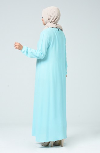 Kleid aus Şile-Stoff mit Gürtel 0023-10 Minzengrün 0023-10