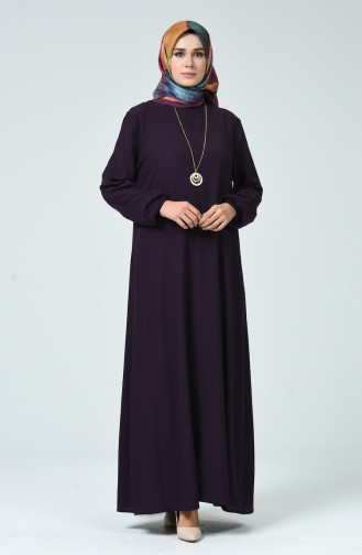 Kleid aus Şile-Stoff mit Halskette 0023-07 Lilafarbig 0023-07