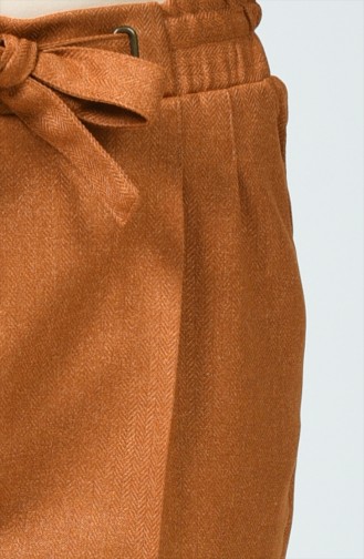 Herringbone Pattern Straight Leg Trousers 1737-04 Dark Mustard 1737-04