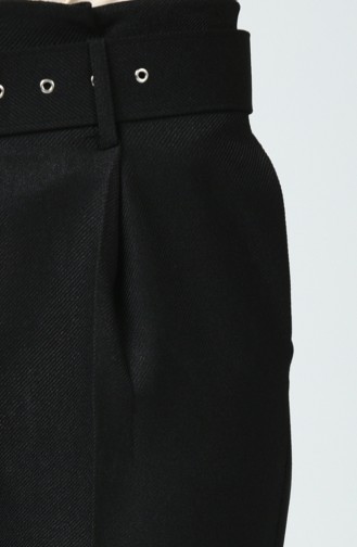 Pantalon Taille Haute avec Ceinture 1739-02 Noir 1739-02