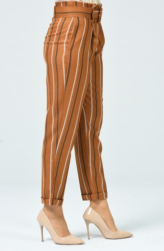 Pantalon Taille Haute avec Ceinture 1739A-01 Moutarde 1739A-01