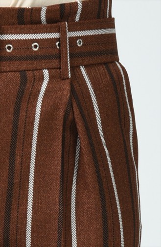  Pantalon Taille Haute avec Ceinture 1739A-02 Brun 1739A-02