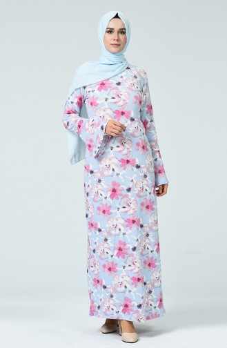 Babyblau Hijab Kleider 4331D-01